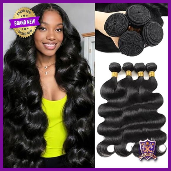100% Brazilian Virgin Human Hair Bundles 18-24 Inch Body Wave Extensions 18-24 Inch Body Wave Human Hair Extensions, 4 Bundle  main image 4